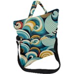 Wave Waves Ocean Sea Abstract Whimsical Fold Over Handle Tote Bag