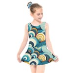 Wave Waves Ocean Sea Abstract Whimsical Kids  Skater Dress Swimsuit
