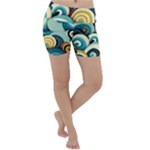 Wave Waves Ocean Sea Abstract Whimsical Lightweight Velour Yoga Shorts
