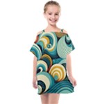 Wave Waves Ocean Sea Abstract Whimsical Kids  One Piece Chiffon Dress
