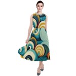 Wave Waves Ocean Sea Abstract Whimsical Round Neck Boho Dress