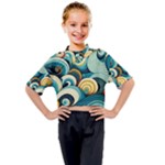 Wave Waves Ocean Sea Abstract Whimsical Kids Mock Neck T-Shirt