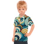 Wave Waves Ocean Sea Abstract Whimsical Kids  Polo T-Shirt