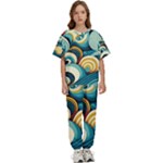 Wave Waves Ocean Sea Abstract Whimsical Kids  T-Shirt and Pants Sports Set