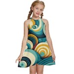 Wave Waves Ocean Sea Abstract Whimsical Kids  Halter Collar Waist Tie Chiffon Dress