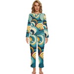 Wave Waves Ocean Sea Abstract Whimsical Womens  Long Sleeve Lightweight Pajamas Set