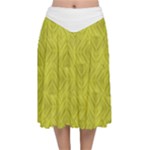 Stylized Botanic Print Velvet Flared Midi Skirt