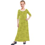 Stylized Botanic Print Kids  Quarter Sleeve Maxi Dress