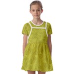 Stylized Botanic Print Kids  Short Sleeve Pinafore Style Dress