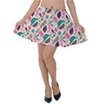 Multi Colour Pattern Velvet Skater Skirt
