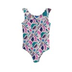 Multi Colour Pattern Kids  Frill Swimsuit