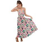 Multi Colour Pattern Backless Maxi Beach Dress