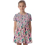 Multi Colour Pattern Kids  Short Sleeve Pinafore Style Dress