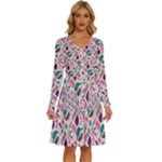 Multi Colour Pattern Long Sleeve Dress With Pocket