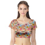 Pop Culture Abstract Pattern Short Sleeve Crop Top