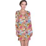 Pop Culture Abstract Pattern Long Sleeve Nightdress