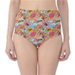 Pop Culture Abstract Pattern Classic High-Waist Bikini Bottoms