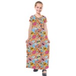 Pop Culture Abstract Pattern Kids  Short Sleeve Maxi Dress