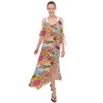 Pop Culture Abstract Pattern Maxi Chiffon Cover Up Dress