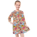 Pop Culture Abstract Pattern Kids  Quarter Sleeve Shirt Dress