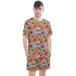 Pop Culture Abstract Pattern Men s Mesh T-Shirt and Shorts Set