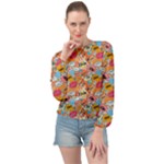 Pop Culture Abstract Pattern Banded Bottom Chiffon Top
