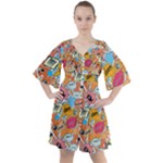 Pop Culture Abstract Pattern Boho Button Up Dress