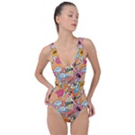 Pop Culture Abstract Pattern Side Cut Out Swimsuit