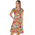 Pop Culture Abstract Pattern Classic Short Sleeve Dress