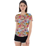Pop Culture Abstract Pattern Back Cut Out Sport T-Shirt