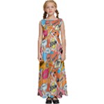 Pop Culture Abstract Pattern Kids  Satin Sleeveless Maxi Dress