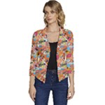 Pop Culture Abstract Pattern Women s Casual 3/4 Sleeve Spring Jacket