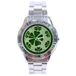 Leather-Look Irish Clover Ball Stainless Steel Analogue Men’s Watch