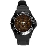 Leather-Look Bouquet Round Plastic Sport Watch Large
