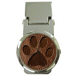 Leather-Look Paw Money Clip Watch