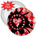 Love Heart Splatter 3  Button (100 pack)