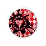 Love Heart Splatter Rubber Coaster (Round)