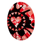 Love Heart Splatter Oval Ornament (Two Sides)