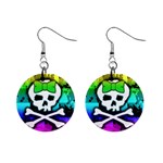 Rainbow Skull 1  Button Earrings