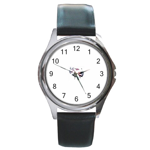 flower5 Round Metal Watch from ArtsNow.com Front