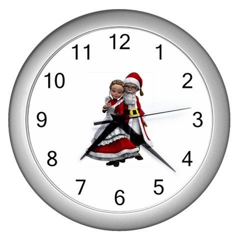 Santa and Mrs Wall Clock (Silver) from ArtsNow.com Front
