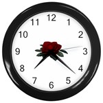 Red Rose Wall Clock (Black)