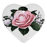 Pink Rose 2 Ornament (Heart)