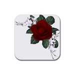 Red Rose 3 Rubber Coaster (Square)