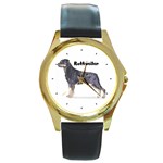 Rottweiler Round Gold Metal Watch