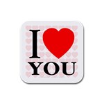 I Love You Rubber Square Coaster (4 pack)