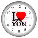 I Love You Wall Clock (Silver)