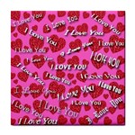 I Love You Velvet Hearts Tile Coaster