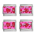 I Love You Velvet Hearts 9mm Italian Charm (4 pack)