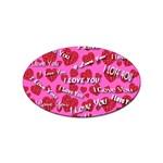 I Love You Velvet Hearts Sticker Oval (100 pack)